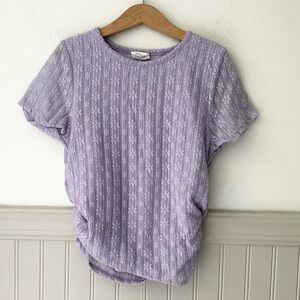 Girls Large Lavender Light Purple Runched Sides Short Sleeve Top Self Esteem